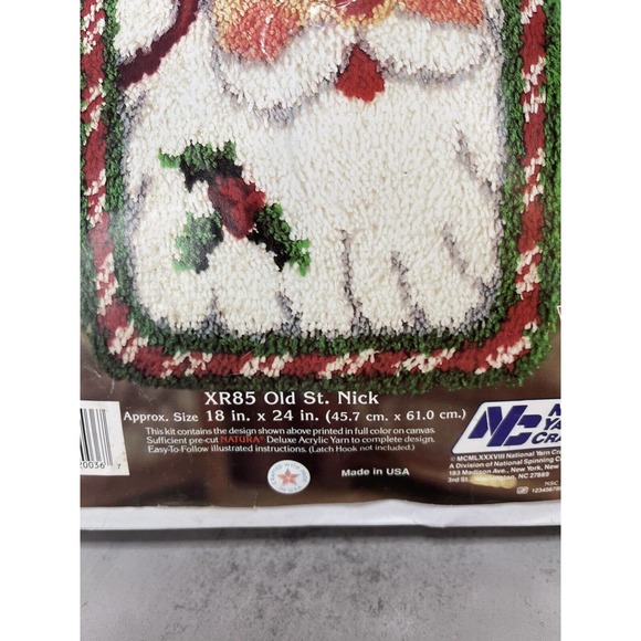 National Yarn Crafts Latch Hook Kit XR85 Old St. Nick 18x24" Open Box - Picture 2 of 6